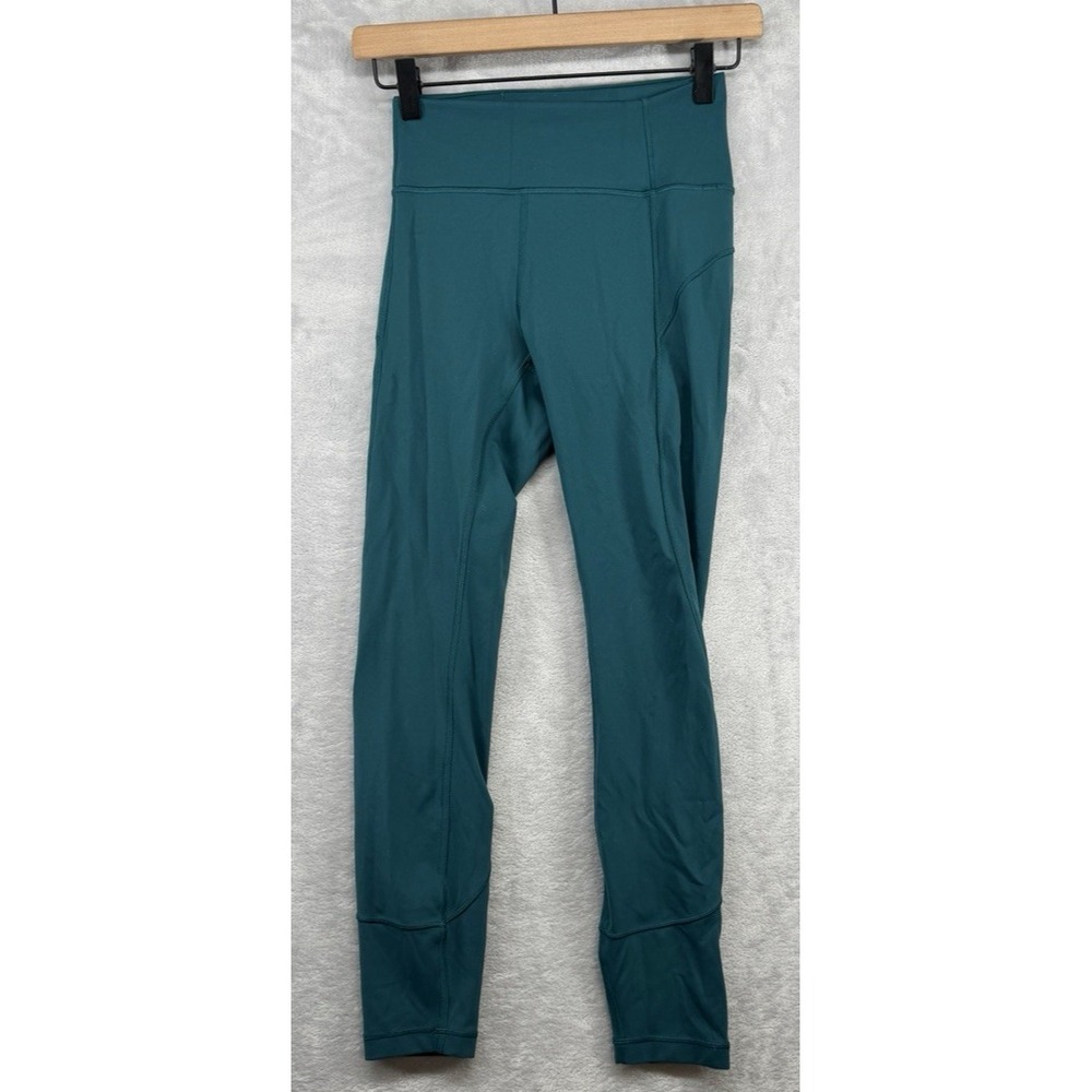 Lululemon In Movement Tight 25" Everlux Bermuda Teal Green Women's Size 4